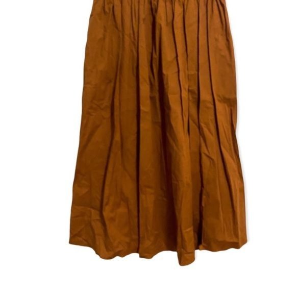 NWT Staud Ida Smocked Cotton Midi Dress, Color Tan, Size L - Picture 5 of 13